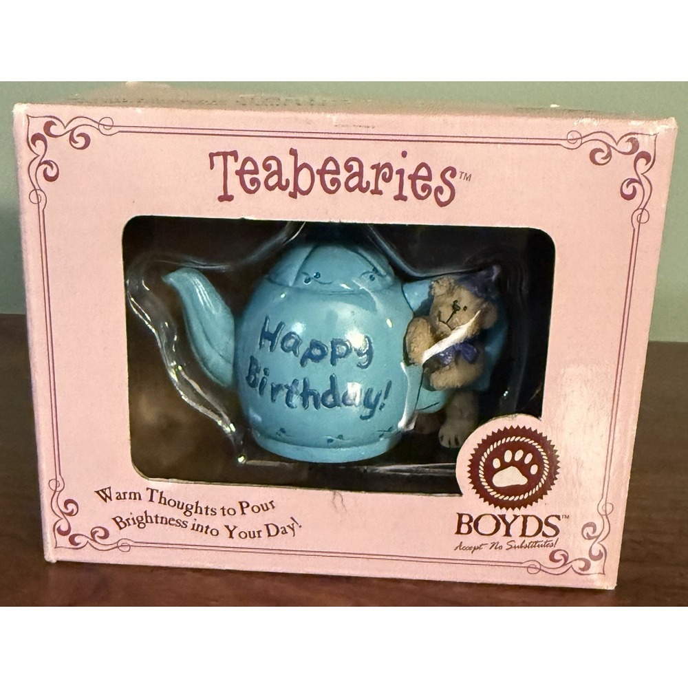 Boyds Bears Teabearies Happy Birthday‎ Tea Pot Figurine Style #24329